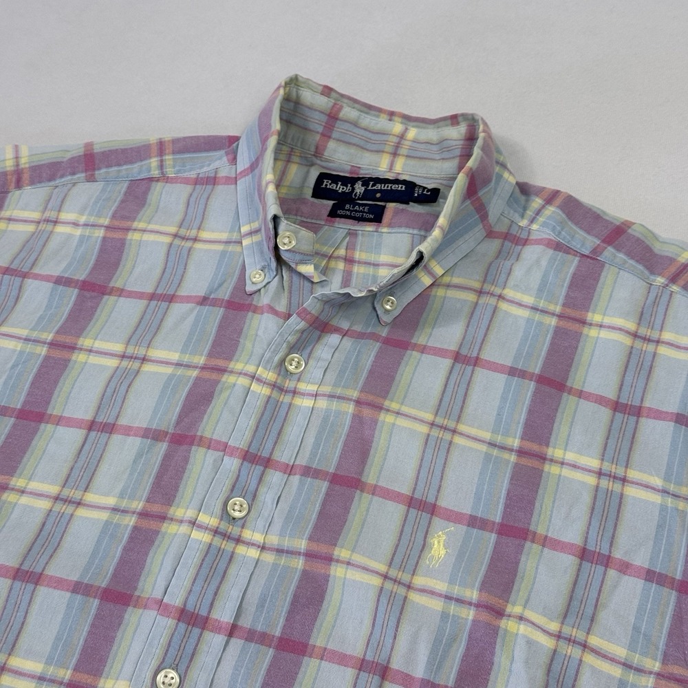 Ralph‎ Lauren Pastel Color Plaid Madras Shirt Short Sleeve Multicolor Men's XL